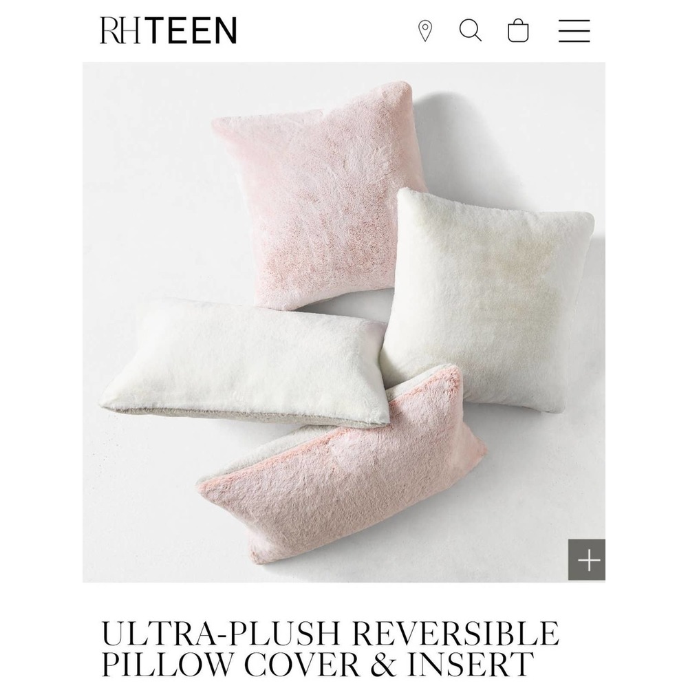 Restoration hardware throw pilliows set of 3 gay white fur
